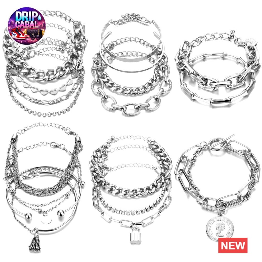 Stackable Chunky Dainty Bangles Adjustable Chain … - image 1